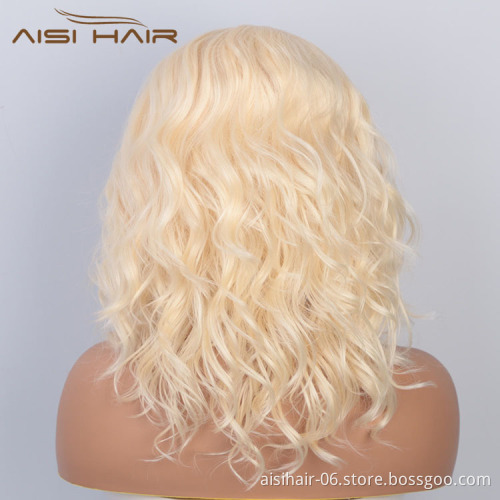 Aisi Hair Wholesale Medium Long Body Wavy Blonde Wig Long Wavy Swiss Lace Wig Synthetic Lace Frontal Hair Wigs For Black Women
